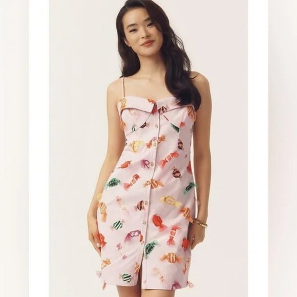 NWT Maeve Candy Printed Buttondown Mini Dress 2 - Picture 2 of 5